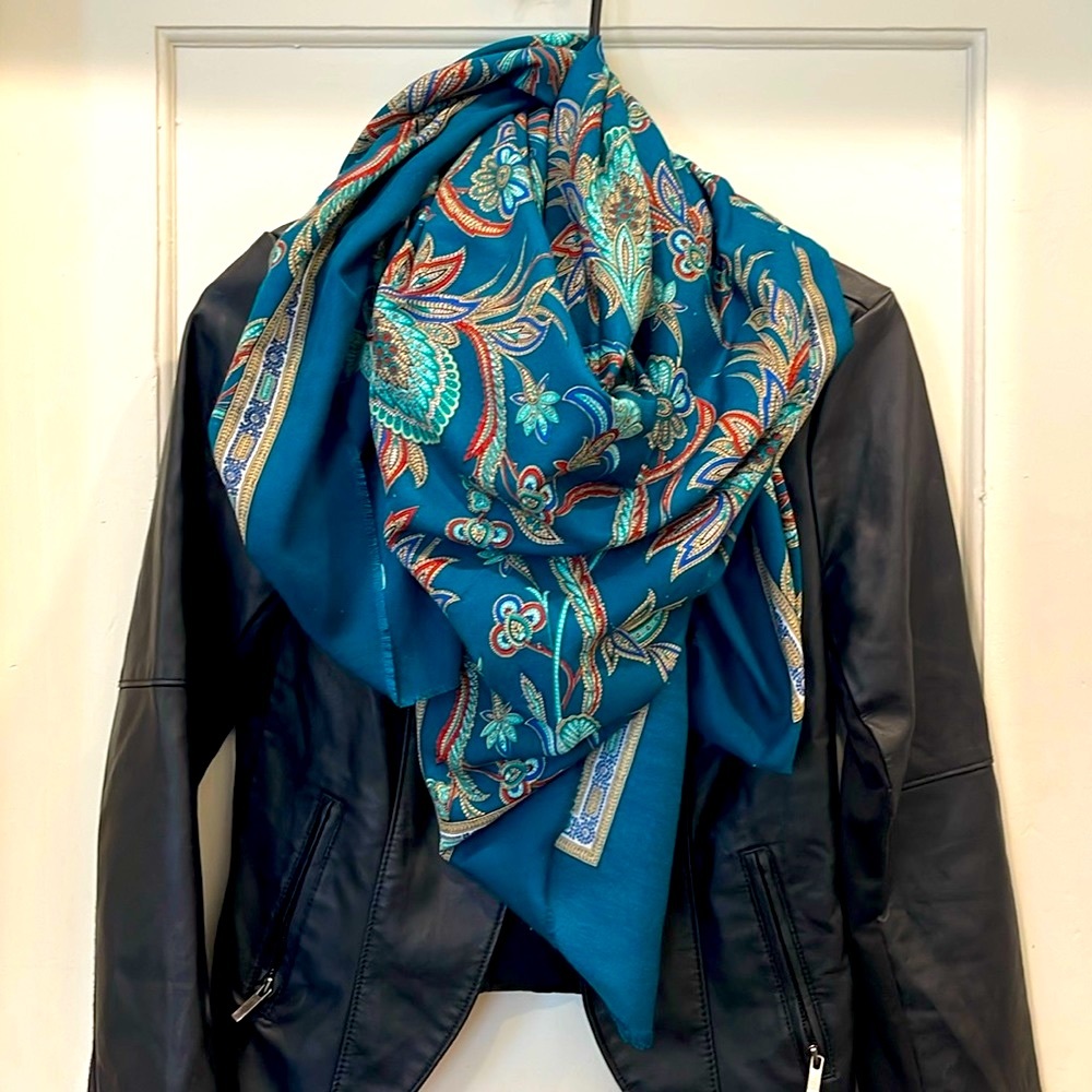 Large Floral and Paisley Scarf (made in Italy)
